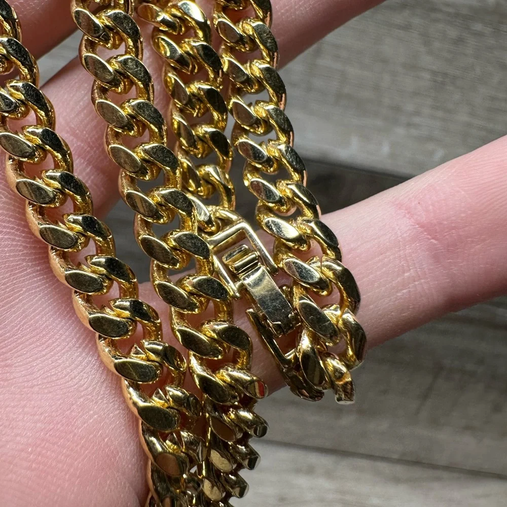 Classic Gold Heavy Plated Cuban Link Chain Necklace